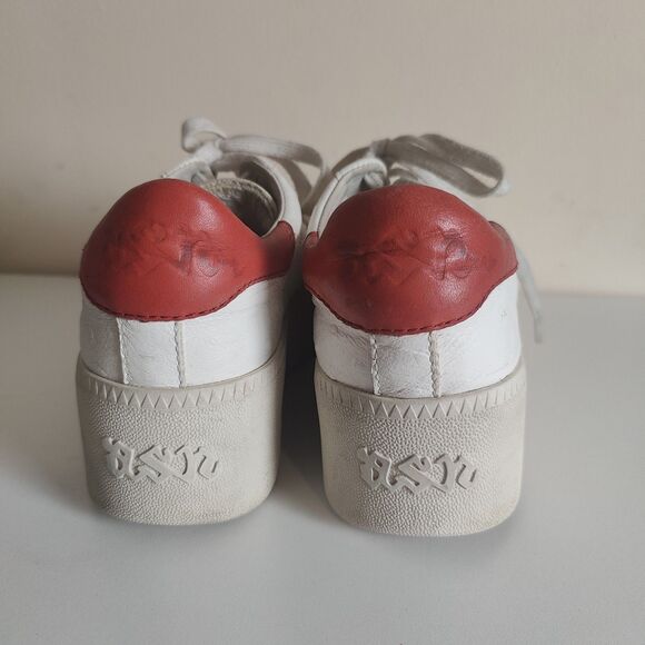 ASH CULT Leather Platform Sneakers White & Orange Sz 37 (US 6.5/7) - Picture 3 of 12